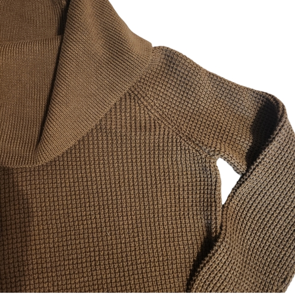 Michael Michael Kors Cowl Turtleneck Waffle Knit Brown/Olive Sweater. Size XS. - Picture 2 of 9